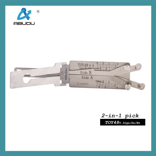 ABUDU TOY48 Ignition and Universal Door Lock Internal Mill 4-Track Pick and Decode 2-in-1 Tool, Tooth Depth (5-cut) IC CARD:872