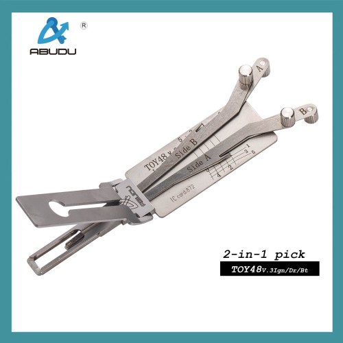 ABUDU TOY48 Ignition and Universal Door Lock Internal Mill 4-Track Pick and Decode 2-in-1 Tool, Tooth Depth (5-cut) IC CARD:872
