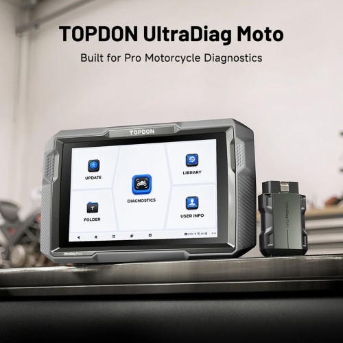 TOPDON UltraDiag Moto 8-inch Wireless Motorcycle Diagnostic Tool Support Bi-directional Control, Maintenance Resets, Wireless Connectivity
