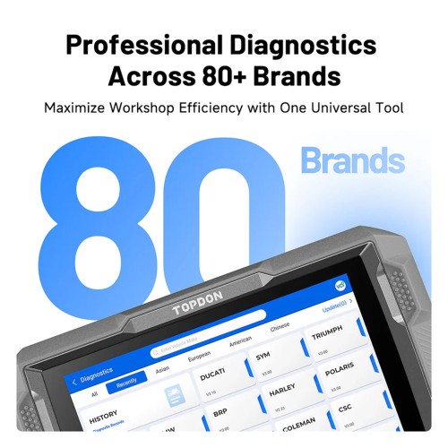 TOPDON UltraDiag Moto 8-inch Wireless Motorcycle Diagnostic Tool Support Bi-directional Control, Maintenance Resets, Wireless Connectivity