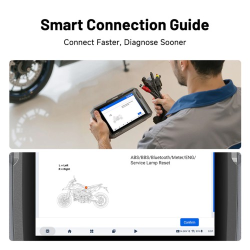 TOPDON UltraDiag Moto 8-inch Wireless Motorcycle Diagnostic Tool Support Bi-directional Control, Maintenance Resets, Wireless Connectivity