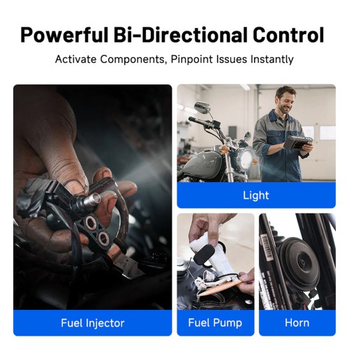 TOPDON UltraDiag Moto 8-inch Wireless Motorcycle Diagnostic Tool Support Bi-directional Control, Maintenance Resets, Wireless Connectivity