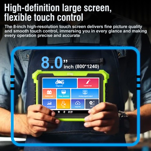 JDIAG M400 Intelligent Motorcycle Diagnostic Scanner 8-inch Large Screen ABS Diagnostic Analog Signal Output Battery Testing