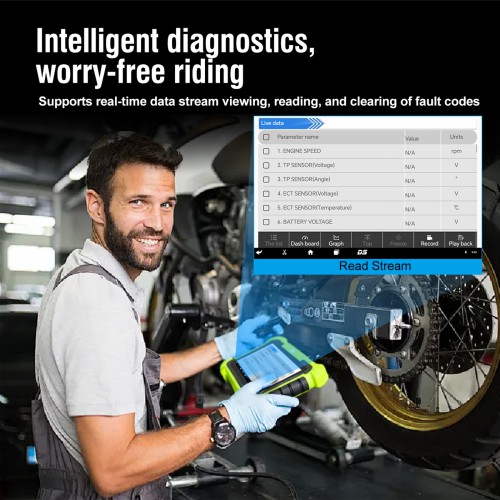 JDIAG M400 Intelligent Motorcycle Diagnostic Scanner 8-inch Large Screen ABS Diagnostic Analog Signal Output Battery Testing