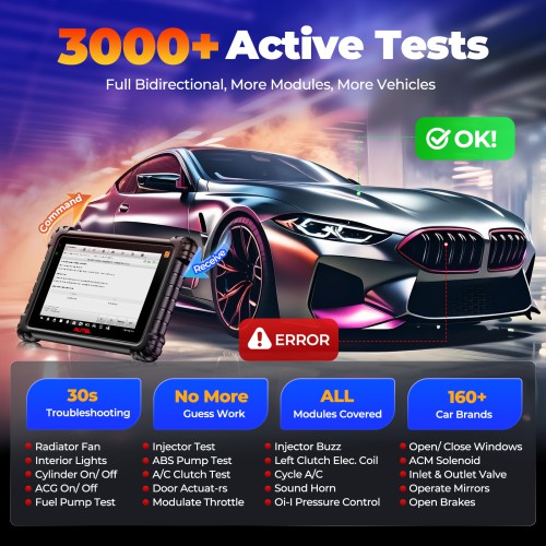 AUTEL MaxiCOM MK906S PRO II -TS Support Bluetooth, TPMS, AutoVIN, OE-level Diagnostics, Read/Erase Codes, View Freeze Frame Live Data