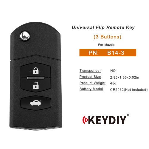 KEYDIY KD B14-3 Universal Flip Remote Key 3 Buttons for Mazda Type 5pcs/lot