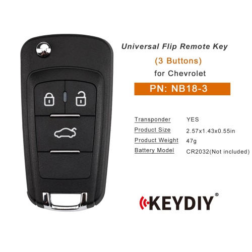 KEYDIY KD NB18-3 Universal Flip Remote Key 3 Buttons for Chevrolet Type 5pcs/lot