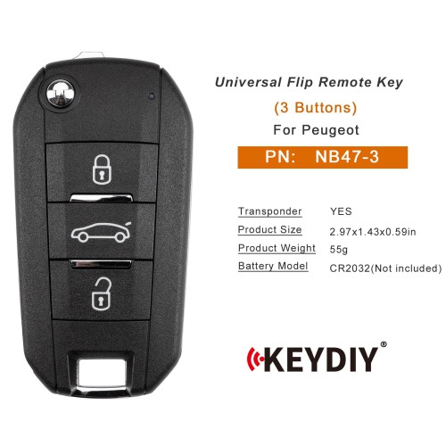 KEYDIY KD NB47-3 Universal Flip Remote Key 3 Buttons for Peugeot Type 5pcs/lot