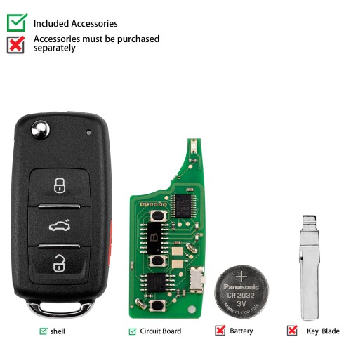 KEYDIY KD NB08-4 PCF Universal Flip Remote Key 3+1 Buttons for Volkswagen Type 5pcs/lot