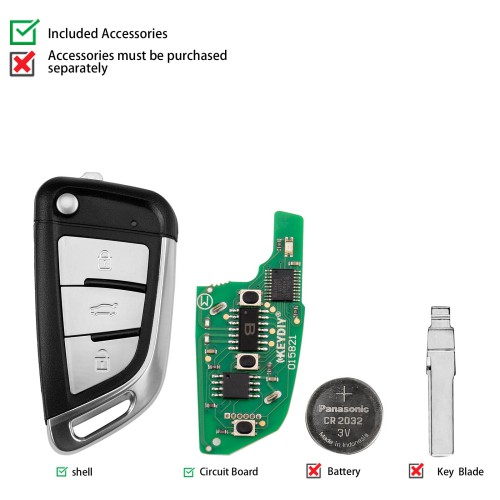 KEYDIY KD NB29-3 Universal Flip Remote Key 3 Buttons (Metal Buttons) 5pcs/lot