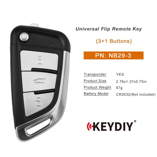 KEYDIY KD NB29-3 Universal Flip Remote Key 3 Buttons (Metal Buttons) 5pcs/lot