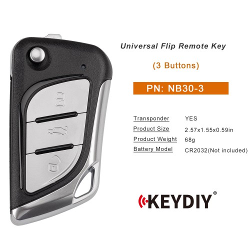 KEYDIY KD NB30-3 Universal Flip Remote Key 3 Buttons (Metal Buttons) Type 5pcs/lot