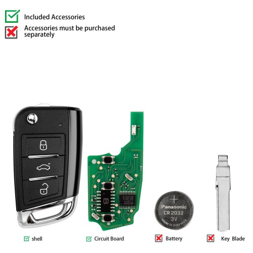 KEYDIY KD NB15-3 Universal Flip Remote Key 3 Buttons for VW MQB Type 5pcs/lot