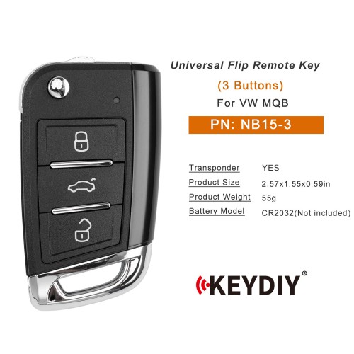 KEYDIY KD NB15-3 Universal Flip Remote Key 3 Buttons for VW MQB Type 5pcs/lot