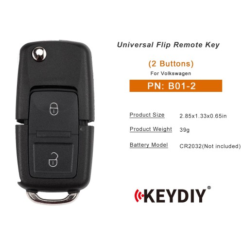 KEYDIY KD B01-2 Universal Flip Remote Key 2 Buttons for Volkswagen Type 5pcs/lot