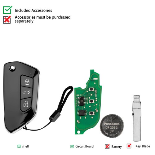 KEYDIY KD NB33-3 Universal Flip Remote Key 3 Buttons for VW Type 5pcs/lot