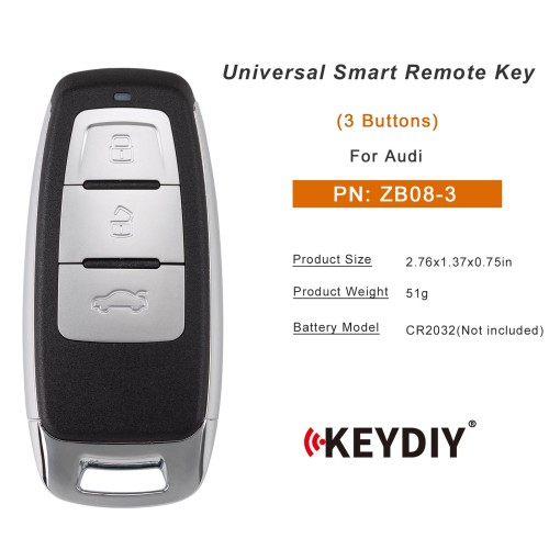KEYDIY KD ZB08-3 Universal Smart Remote Key 3 Buttons for Audi Type 5pcs/lot