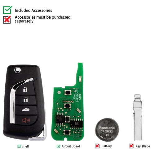 KEYDIY KD B13-4 Universal Flip Remote Key 3+1 Buttons for Toyota Type 5pcs/lot