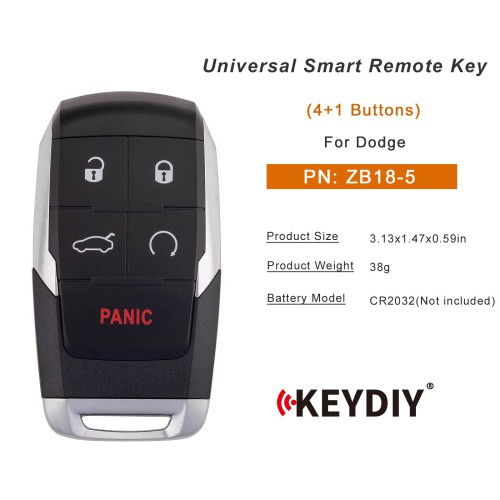 5pcs/lot KEYDIY KD ZB18-5 Universal Smart Remote Key 4+1 Buttons for Dodge Ram Type