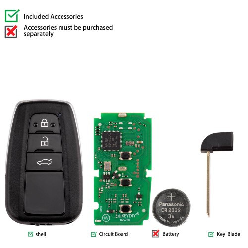 5pcs/lot KEYDIY KD TB36-3  for Toyota for Lexus Universal Smart Remote Key 3 Buttons With 8A Transponder