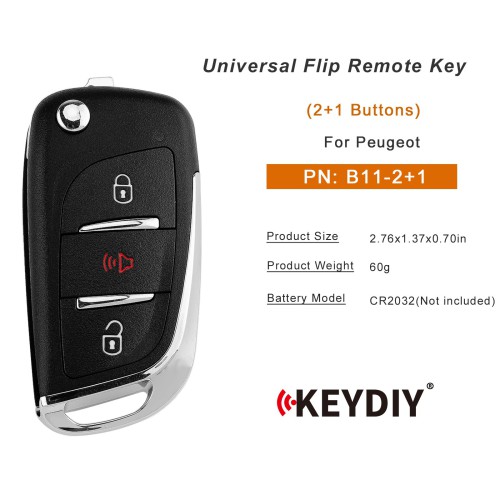 5pcs/lot KEYDIY KD B11-2+1 Universal Flip Remote Key 2+1 Buttons for Peugeot Type