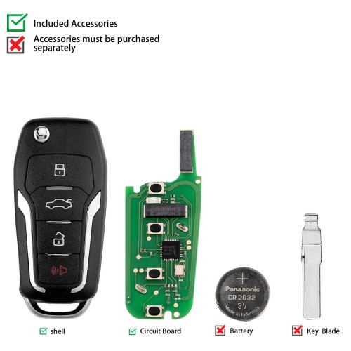 5pcs/lot KEYDIY KD ZB12-4 Universal Smart Remote Key 3+1 Button for Ford Type