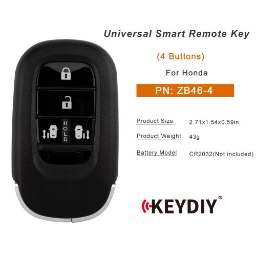 5pcs/lot KEYDIY KD ZB46-4 Universal Smart Remote Key (Side Doors) 4 Buttons for Honda Type