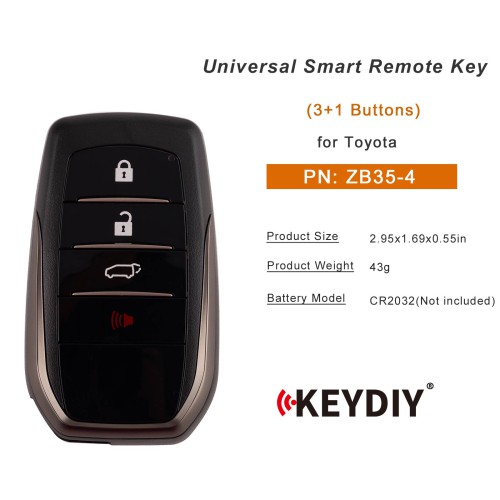 5pcs/lot KEYDIY KD ZB35-4 Universal Smart Remote Key 3+1 Buttons for Toyota Type