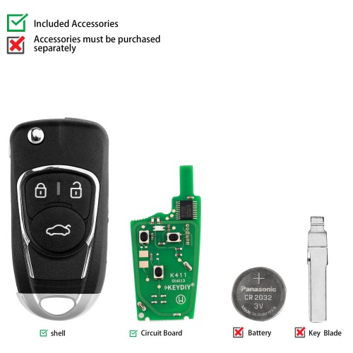 5pcs/lot KEYDIY KD NB22-3 PCF Universal Flip Remote Key 3 Buttons for Buick Type
