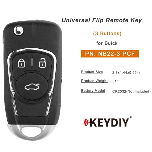 5pcs/lot KEYDIY KD NB22-3 PCF Universal Flip Remote Key 3 Buttons for Buick Type