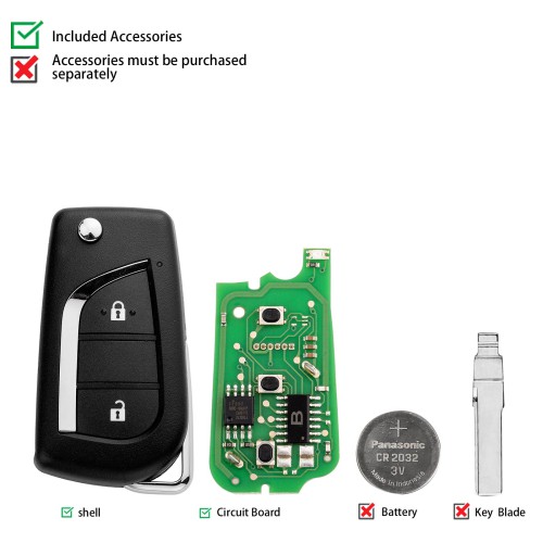 5pcs/lot KEYDIY KD B13-2 Universal Flip Remote Key 2 Buttons for Toyota Type