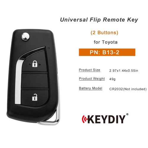 5pcs/lot KEYDIY KD B13-2 Universal Flip Remote Key 2 Buttons for Toyota Type