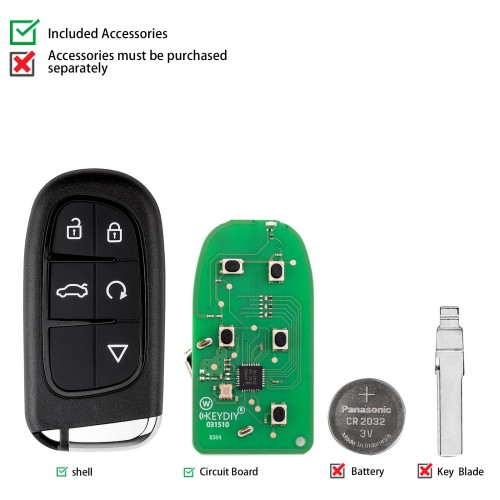5pcs/lot KEYDIY KD ZB34-5 Universal Smart Remote Key 5 Buttons for Jeep Chrysler Dodge Type
