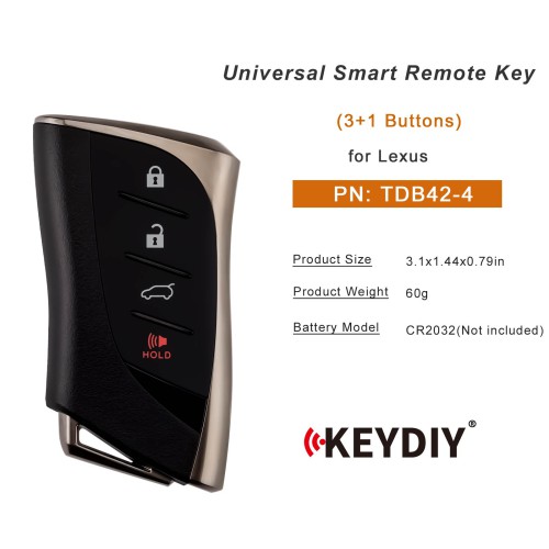 5pcs/lot KEYDIY KD TDB42-4 Universal Smart Remote Key 3+1 Buttons for Lexus Type