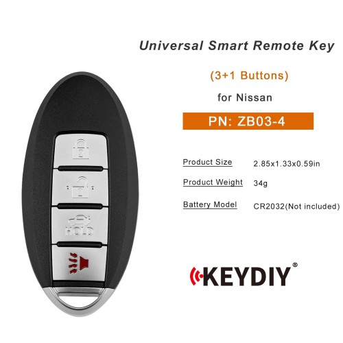 5pcs/lot KEYDIY KD ZB03-4 Universal Smart Remote Key 3+1 Buttons for Nissan Type