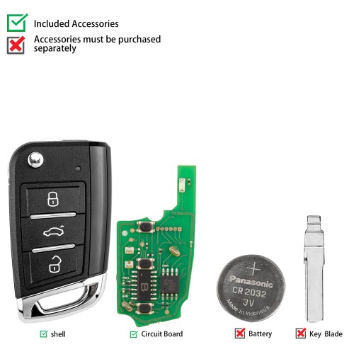 5pcs/lot KEYDIY KD B15-3 Universal Flip Remote Key 3 Buttons for VW MQB Type