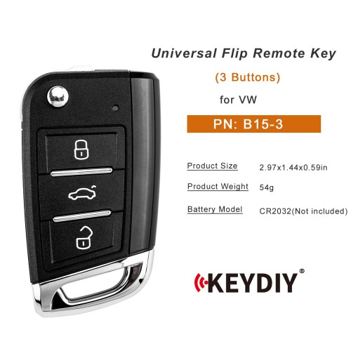 5pcs/lot KEYDIY KD B15-3 Universal Flip Remote Key 3 Buttons for VW MQB Type