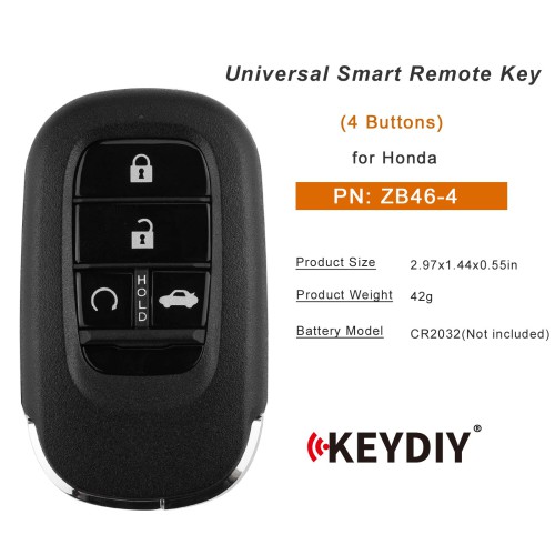 5pcs/lot KEYDIY KD ZB46-4 (Start) Universal Smart Remote Key 4 Buttons for Honda Type