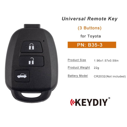 5pcs/lot KEYDIY KD B35-3 Universal Remote Key B Series 3 Buttons for Toyota Type