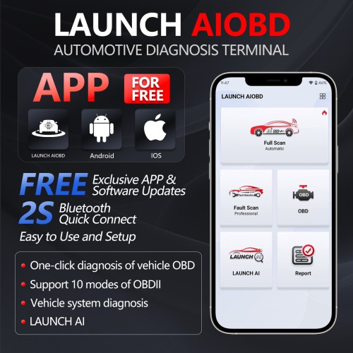 LAUNCH AIOBD (NueraDiag) Full System Diagnostic Scanner for iOS and Android Lifetime Free Update