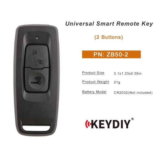 5pcs/lot KEYDIY KD ZB50-2 Universal Smart Remote Key 2 Buttons