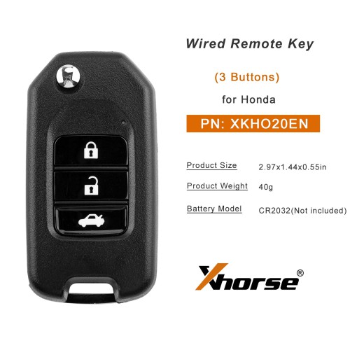 XHORSE XKHO20EN for Honda Folding 3 Buttons Second Generation Wired Remote Key 5pcs/lot