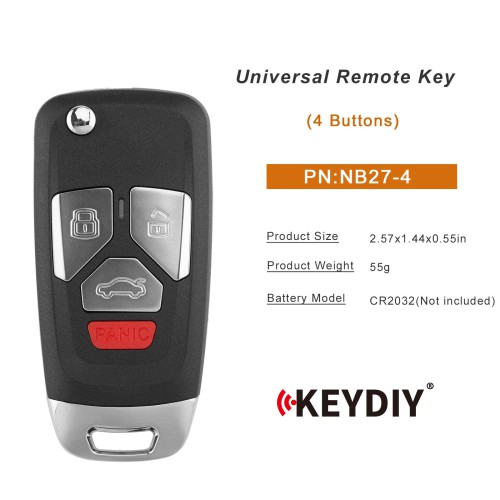 5pcs/lot KEYDIY KD NB27-4 Universal Remote Key 4 Buttons