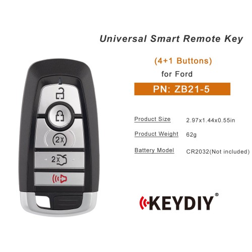 5pcs/lot KEYDIY KD ZB21-5 Universal Smart Remote Key 4+1 Buttons for Ford Type