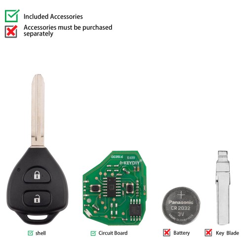 5pcs/lot KEYDIY KD B05-2 Universal Remote Key 2 Buttons for Toyota Type
