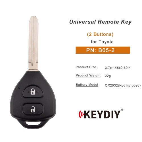 5pcs/lot KEYDIY KD B05-2 Universal Remote Key 2 Buttons for Toyota Type