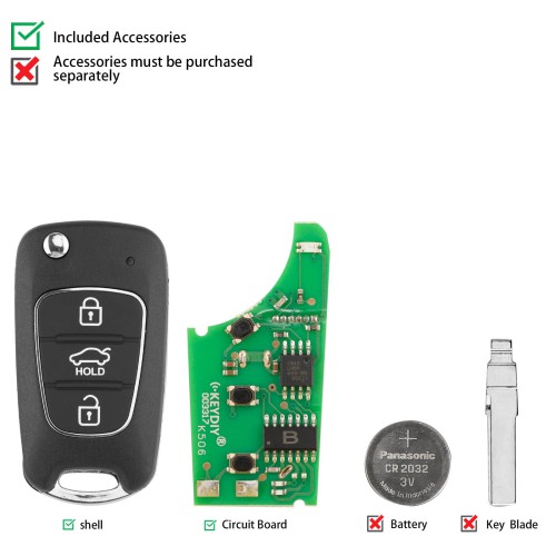 5pcs/lot KEYDIY KD B04-3 Universal Flip Remote 3 Buttons Key for Hyundai KIA Type