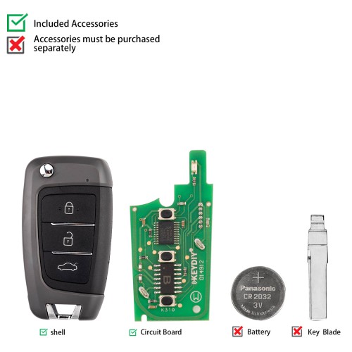 5pcs/lot KEYDIY KD NB25-3 PCF Universal Flip Remote Key 3 Buttons for Hyundai Type