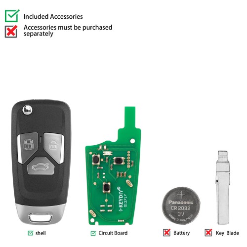 5pcs/lot KEYDIY KD B27-3 Universal Flip Remote 3 Buttons for Audi Type