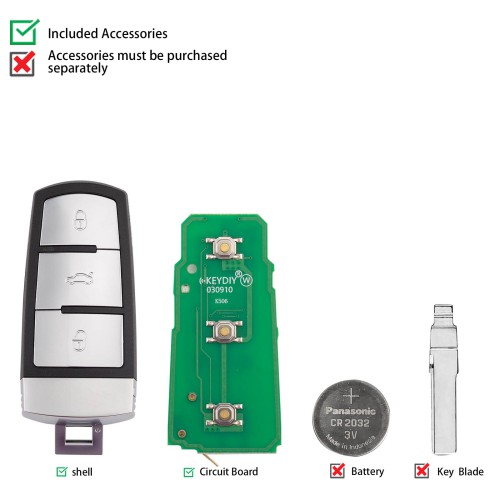 5pcs/lot KEYDIY KD ZB37-3 Universal Smart Remote Key 3 Buttons for VW Type